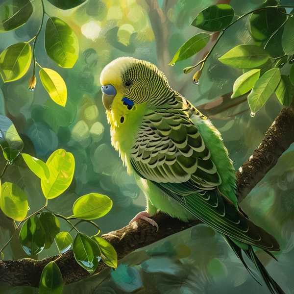 Sunlit Parakeet Perch Museum-Quality Matte Paper Poster with Hanger